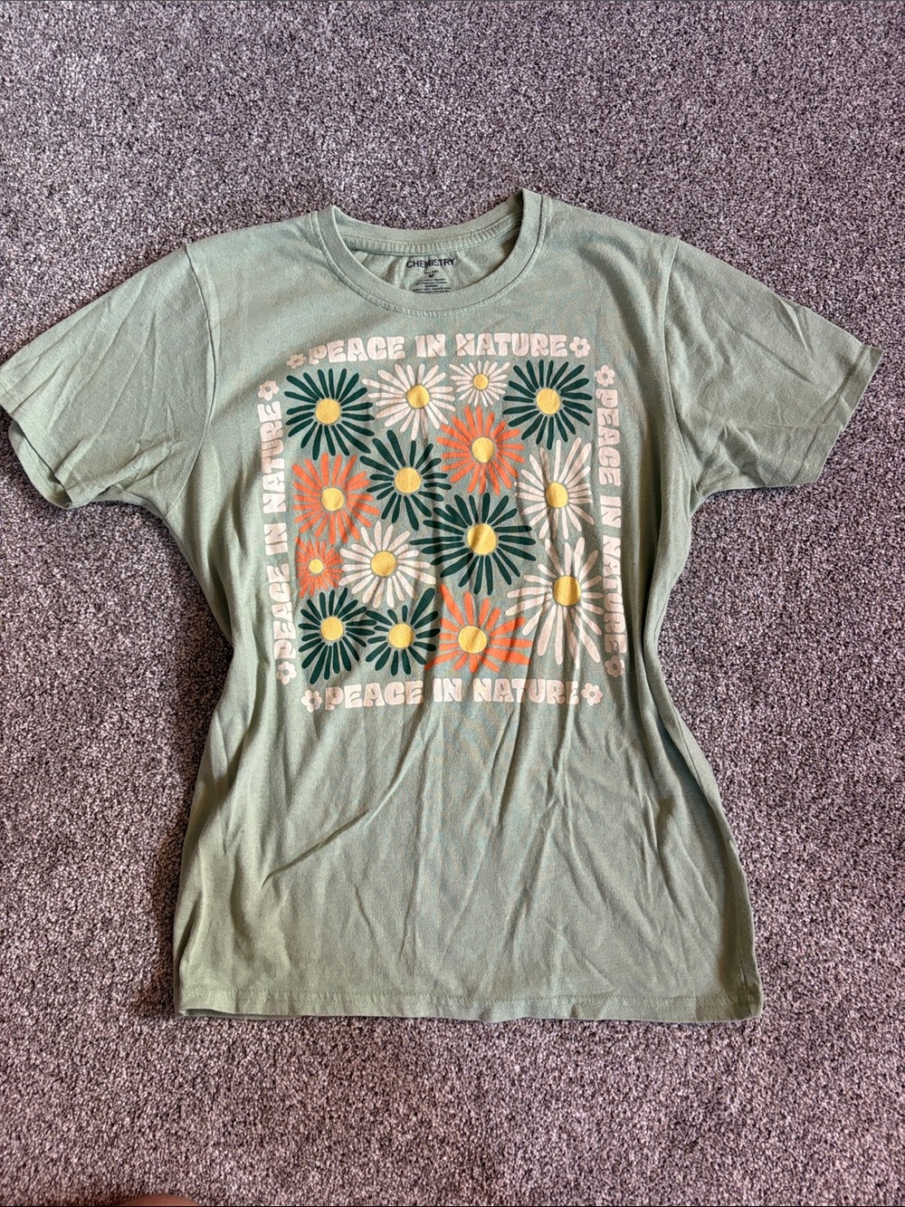 Peace In Nature Floral Graphic Tee - Green